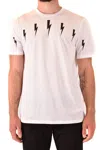 Neil Barrett White T-shirt With Black Lightning Bolt Motifs In White