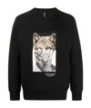 Neil Barrett Wolf-man Printed Sports Sweater In Black