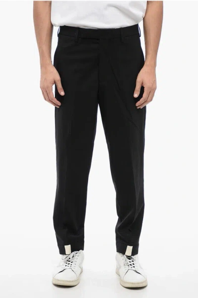 Neil Barrett Wool Blend Priest Collar Low-rise Pants In Black