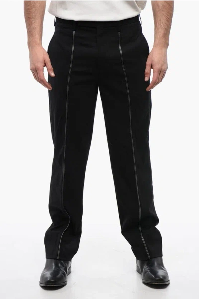 Neil Barrett Wool Blend Tape Slim Fit Chinos Pants In Black