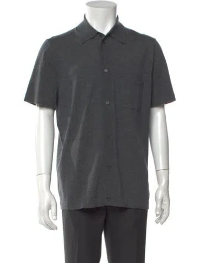 Pre-owned Neil Barrett Wool Collar Polo Shirt In Gray