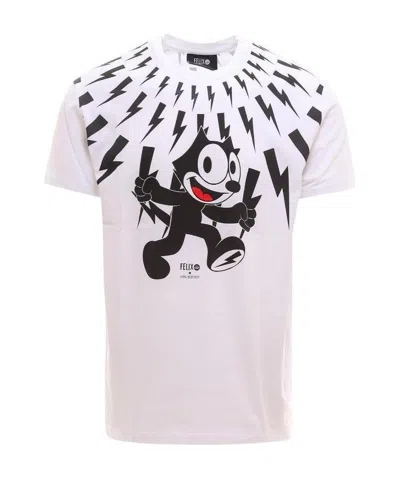 Neil Barrett X Felix The Cat Thunder Bolt T-shirt In White