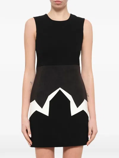 Neil Barrett Zigzag-panel Sleeveless Mini Dress In Black