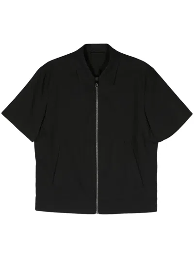 Neil Barrett Zip-up Short-sleeve Shirt In Black