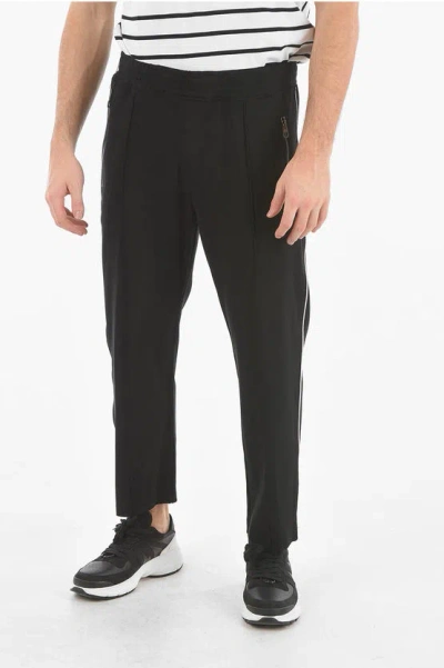 Neil Barrett Zipped Pocket Loose Low Rise Sweatpants In Black