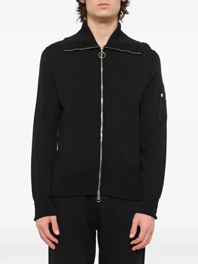 Neil Barrett Zip-up Ribbed-trim Jacket In Black