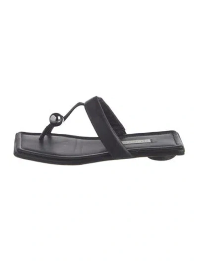 Pre-owned Neil J. Rodgers Leather Beaded Accents T-strap Sandals In Black