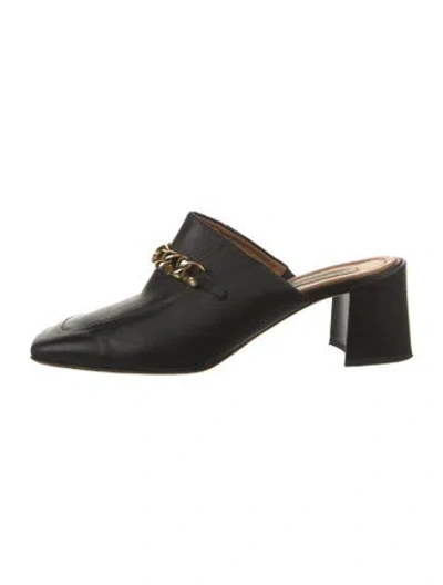 Pre-owned Neil J. Rodgers Leather Chain-link Accents Mules In Black