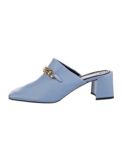 Pre-owned Neil J. Rodgers Leather Chain-link Accents Mules In Blue