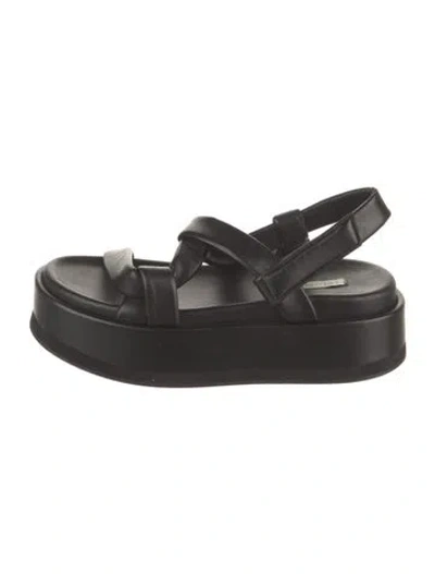 Pre-owned Neil J. Rodgers Leather Slingback Sandals In Black