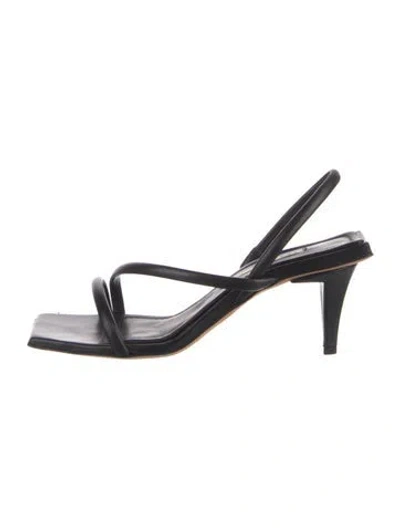Pre-owned Neil J. Rodgers Leather Slingback Sandals In Black