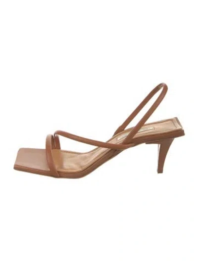 Pre-owned Neil J. Rodgers Leather Slingback Sandals In Brown