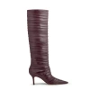 Neil J. Rodgers Plisse Knee Boot In Burgundy Nappa