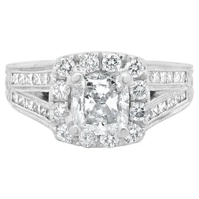 Pre-owned Neil Lane 14 Karat White Gold Cushion Cut Diamond Engagement Ring