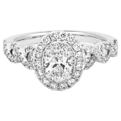 Pre-owned Neil Lane 14 Karat White Gold Oval Diamond Engagement Ring