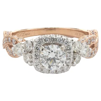 Pre-owned Neil Lane 14k White And Rose Gold Round Brilliant Cut Diamond Engagement Ring