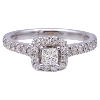 Pre-owned Neil Lane 14k White Gold Cluster .79 Total Weight Round Diamond Engagement Ring
