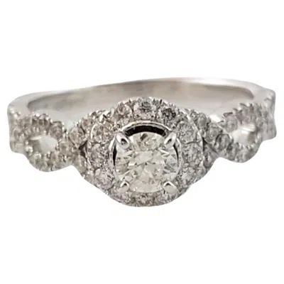 Pre-owned Neil Lane 14k White Gold Diamond Halo Ring Size 7.25 #14991