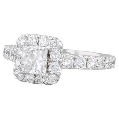 Pre-owned Neil Lane 1.63ctw Princess Diamond Halo Engagement Ring 14k White Gold Size 6.75