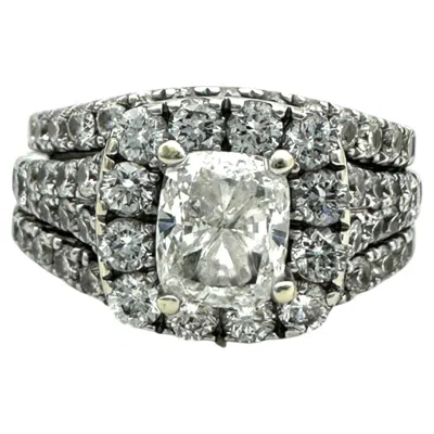Pre-owned Neil Lane , 2/1/6 Carat T.w. 3-band Cushion Cut Engagement Ring In Multi