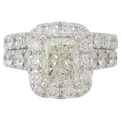 Pre-owned Neil Lane 3.00 Ctw Radiant Cut Diamond Halo Engagement Ring Set In 14k In Multi