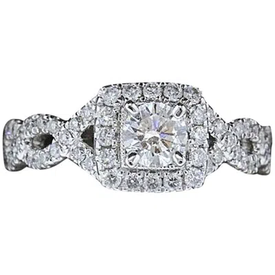 Pre-owned Neil Lane Bridal 1.00 Carat Round Diamond Twisted Ring 14 Karat White Gold