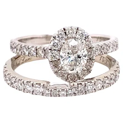 Pre-owned Neil Lane Bridal Oval Diamond Halo Engagement Ring & Band Set 1.88 Tcw In Multi