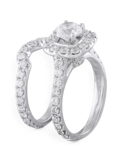 Pre-owned Neil Lane Cushion-halo Diamond Rings In Silver