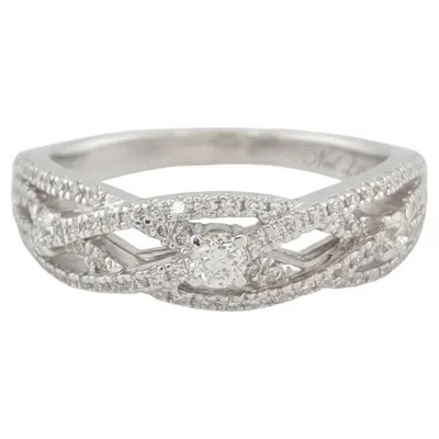 Pre-owned Neil Lane Diamond Crossover Wedding Band In 14k White Gold
