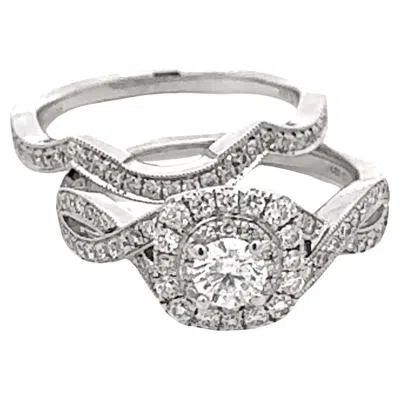 Pre-owned Neil Lane Diamond Engagement Ring And Matching Band 14k White Gold
