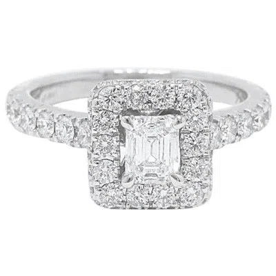 Pre-owned Neil Lane Diamond Engagement Ring Emerald Cut 1.375 Carat In 14 Karat White Gold