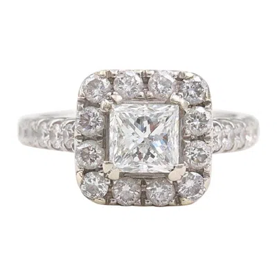 Pre-owned Neil Lane Diamond Engagement Ring Princess 2.00 Tcw In 14 Karat White Gold