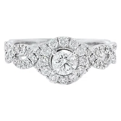 Pre-owned Neil Lane Diamond Engagement Ring Round 1.00 Carat In 14 Karat White Gold