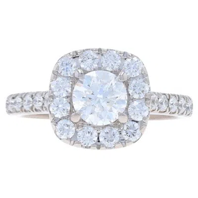 Pre-owned Neil Lane Diamond Halo Engagement Ring - White Gold 14k Round Brilliant 1.50ctw