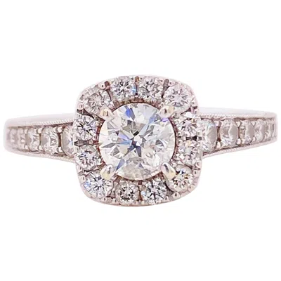 Pre-owned Neil Lane Halo Round Diamond 1 1/6 Carat Engagement Ring 14 Karat White Gold
