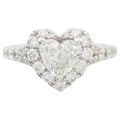 Pre-owned Neil Lane Heart Shape Diamond Halo Engagement Ring In Multi