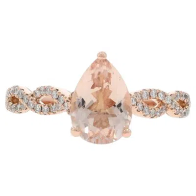 Pre-owned Neil Lane Morganite Diamond Ring - Rose Gold 14k Pear 2.93ctw In Red