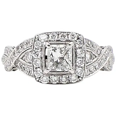 Pre-owned Neil Lane Princess Cut Diamond Engagement Ring 1.38 Carat In 14 Karat White Gold