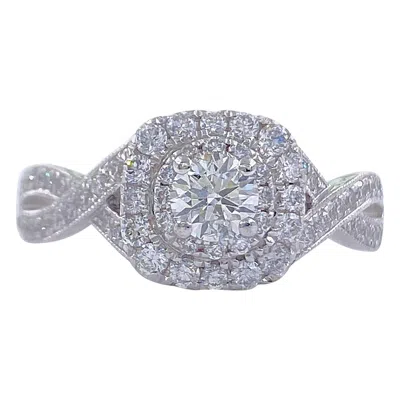 Pre-owned Neil Lane Round Diamond Engagement Ring Twisted Band 7/8 Tcw 14k Wg In Multi