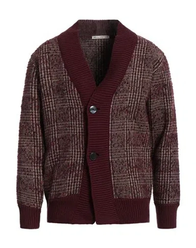 Neill Katter Man Cardigan Burgundy Size L Wool, Polyamide In Red