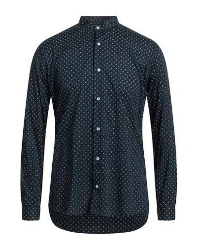 Neill Katter Man Shirt Navy Size M Cotton, Elastane In Navy Blue