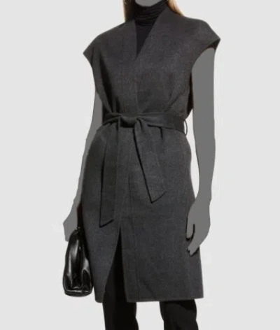 Pre-owned Neiman Marcus $1295  Women Gray Belted Cap-sleeve Cashmere Vest Sweater Size L