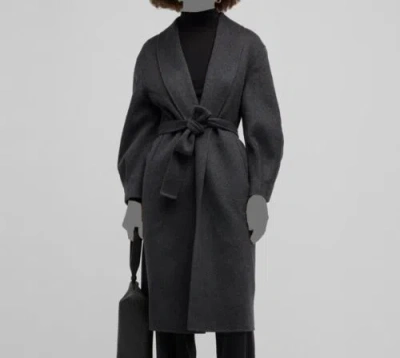 Pre-owned Neiman Marcus $1797  Women Black Self Tie Cashmere Coat Jacket Size Xs