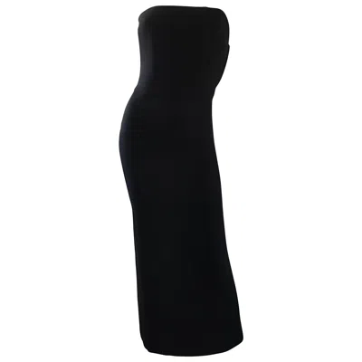 Pre-owned Neiman Marcus 1950s  Couture Black Silk Chiffon Strapless Vintage 50s Wiggle Gown