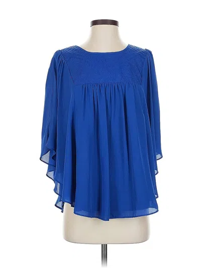 Pre-owned Neiman Marcus 3/4 Sleeve Blouse In Blue