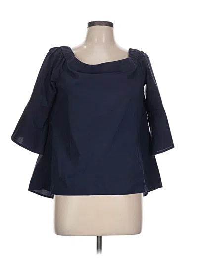 Pre-owned Neiman Marcus 3/4 Sleeve Blouse In Blue