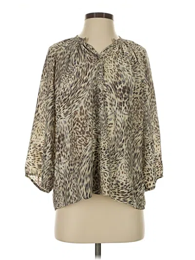 Pre-owned Neiman Marcus 3/4 Sleeve Blouse In Tan