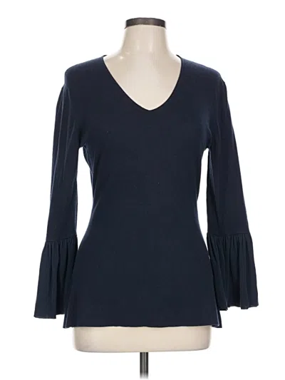 Pre-owned Neiman Marcus 3/4 Sleeve Top Blue V Neck Tops