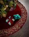 Neiman Marcus 54" Spiritual Scroll Christmas Tree Skirt In Red