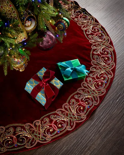 Neiman Marcus 54" Spiritual Scroll Christmas Tree Skirt